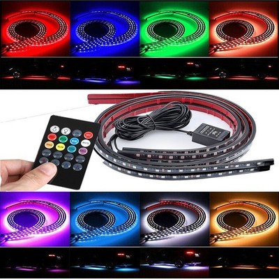 8 Color RGB 48LED Strip Under Car Tube Underglow Underbody System Neon Light Kit