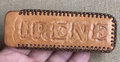 Vintage  Irene  Name Hand Tooled Leather Case For Nail Clippers Or Small Tools