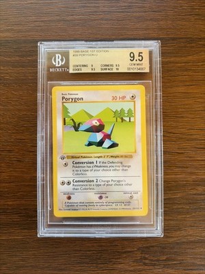 1999 Pokemon Base Set - PORYGON - 1st Edition Shadowless - BGS 9.5 - Gem  Mint
