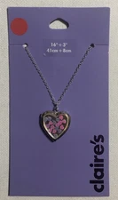 New Claire’s Jewelry Heart Pendant Necklace *NWT* 16” + 3”