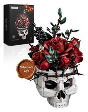Skull Roses Building Set - Gothic Flower Bouquet for Home Decor  Gifts