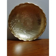 MCM Arthur Armour Bowl Dish Hammered Gold Anodized Aluminum Pine Round