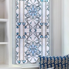 3D Stained Glass Window Privacy Film, Heat Control UV Blocking Static Cling D...