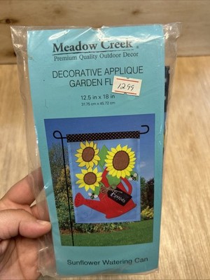Meadow Creek Sunflower Watering Can Garden Flag 12.5 x18 