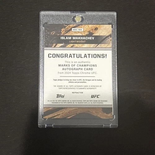Islam Makhachev 2024 Topps Chrome Certified Mark Champion Refractor auto 015/150 image 3