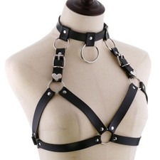 PU Leather Halterneck Hollow Harness Bra Gothic Gothic Punk Chest Straps Belt