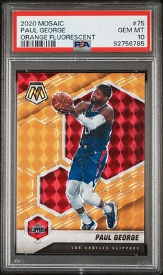 Paul George 2019 Panini Mosaic Orange Fluorescent SP /25 PSA 10 #75