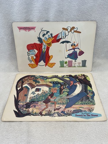 Lot Of 2 1960’s Disney Placemats Ludwig/Mary Poppins & Sword In The Stone