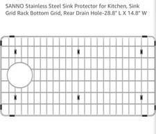 Sanno Stainless Steel Sink Protector. 28.8 L x 14.8 W. New. Open Box