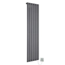 Image of Electric Designer Radiator Anthracite Vertical Thermostatic Flat Panel 1850mm(h)
