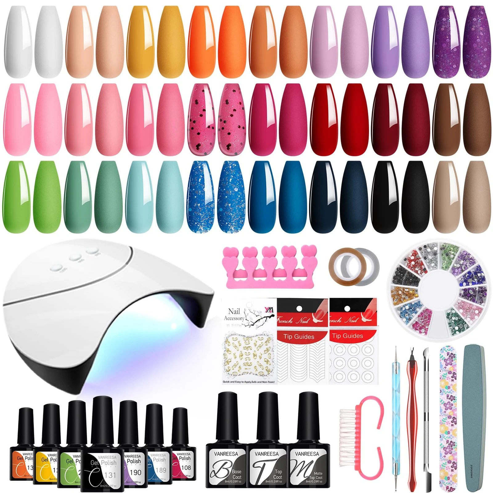 VANREESA Gel Nail Polish Set with Lamp Starter Kit 24 Colours Gel Nail Kit with
Opens in a new windo