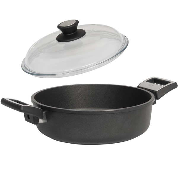 Skk Brat-Kasserolle Ø 28 Cm Induktion Schmortopf Guss Beschichtet Mit Glasdeckel-image