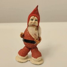 Vintage Santa Claus Japan Felt Body Clay Face 4"