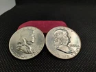 1957-D & 1958-D Franklin 90% Silver Half Dollars Brilliant Uncirculated