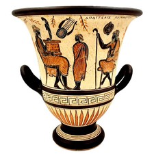 Krater 26cm,Ancient Greek Pottery,Showing Classroom Situatuions and Triton
