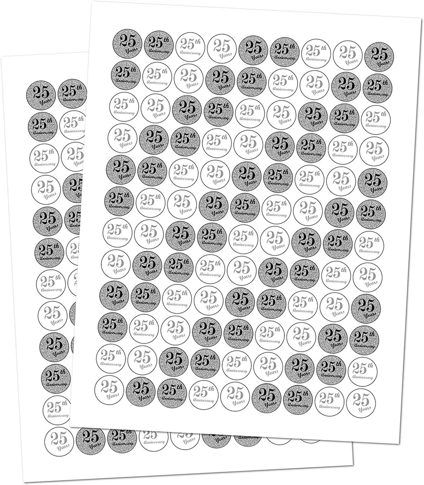 Pegatinas Besos 25 Aniversario, (Juego de 216) Etiquetas Adhesivas Gotas Chocolate Foto 4 de 4