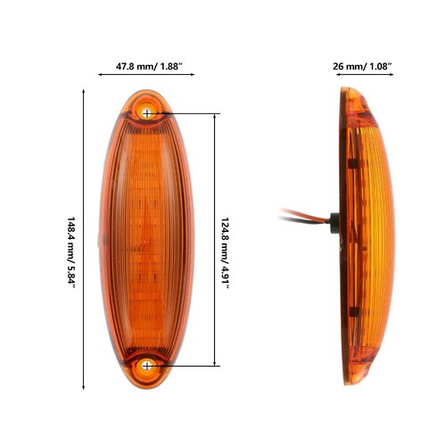 5Pcs 12 LED Smoked Amber Cab Roof Marker Lights Kit for Freightliner Cascadia - Foto 11 di 12
