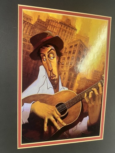 Matted Justin Bua Art Print "El Guitarrista" 9"x12". 🖼️ With matte 14”x16” - Picture 2 of 4