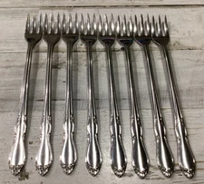 S. & G. Rodgers Oneida Homestead, 8 Cocktail Forks  Stainless Flatware 5-3/4”