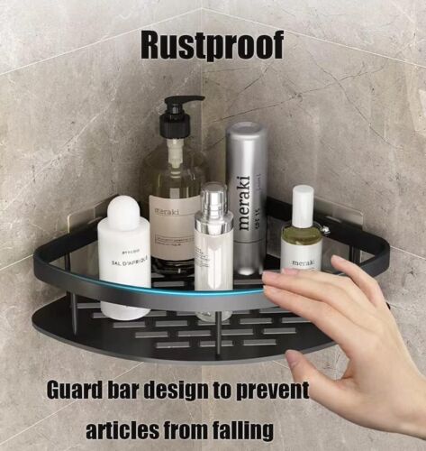 2 Tier No Drilling Bathroom Wall Corner Shelf Rack Shower Caddy Storage Organize - Picture 13 of 24