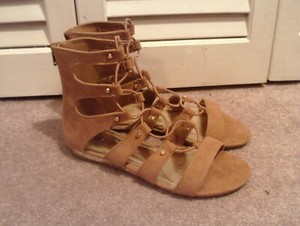 cognac gladiator sandals