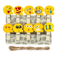 Xit Emoji Faces Photo Peg Pins For Fuji Instax Photos Wooden Craft Clips 10 Pack