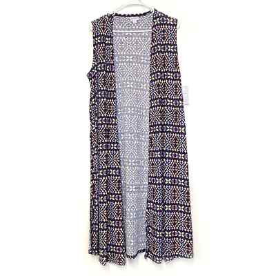 LuLaRoe Women's Size M Joy Duster Vest NWT Purple/Yellow/Orange Geometric