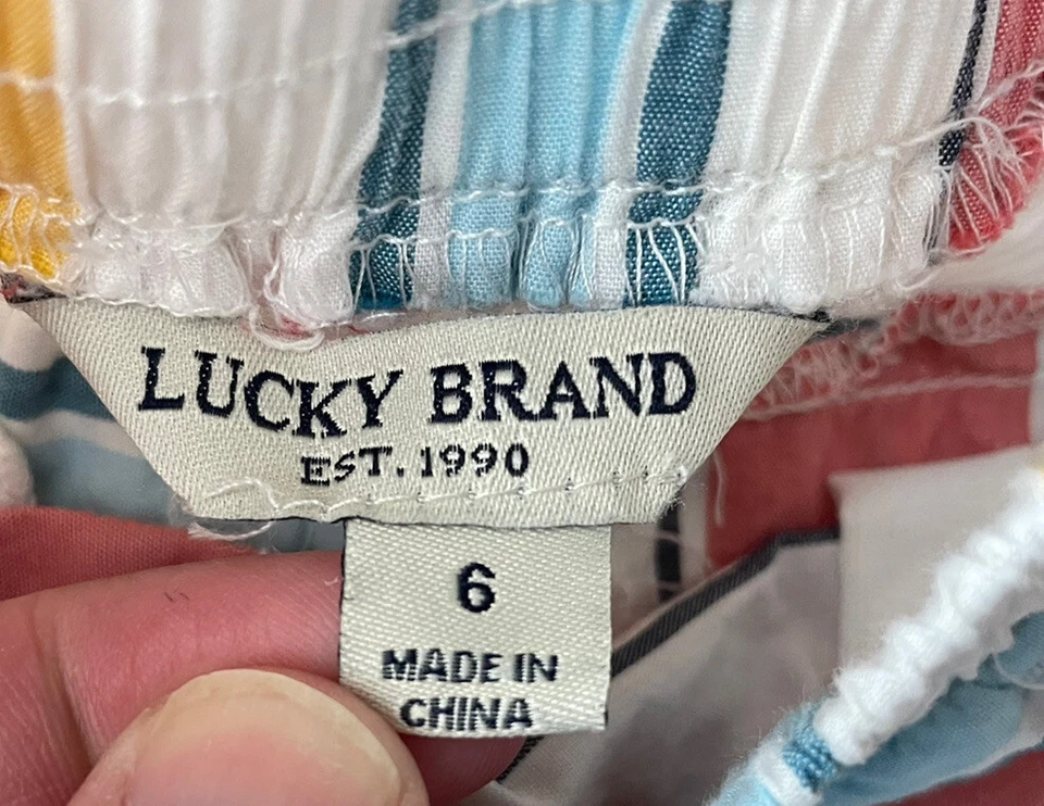 Pantalones Cortos Lucky Brand Niñas 6T Niño Rayas 100% Algodón Niños Usados en Excelente Condición Foto 2 de 4