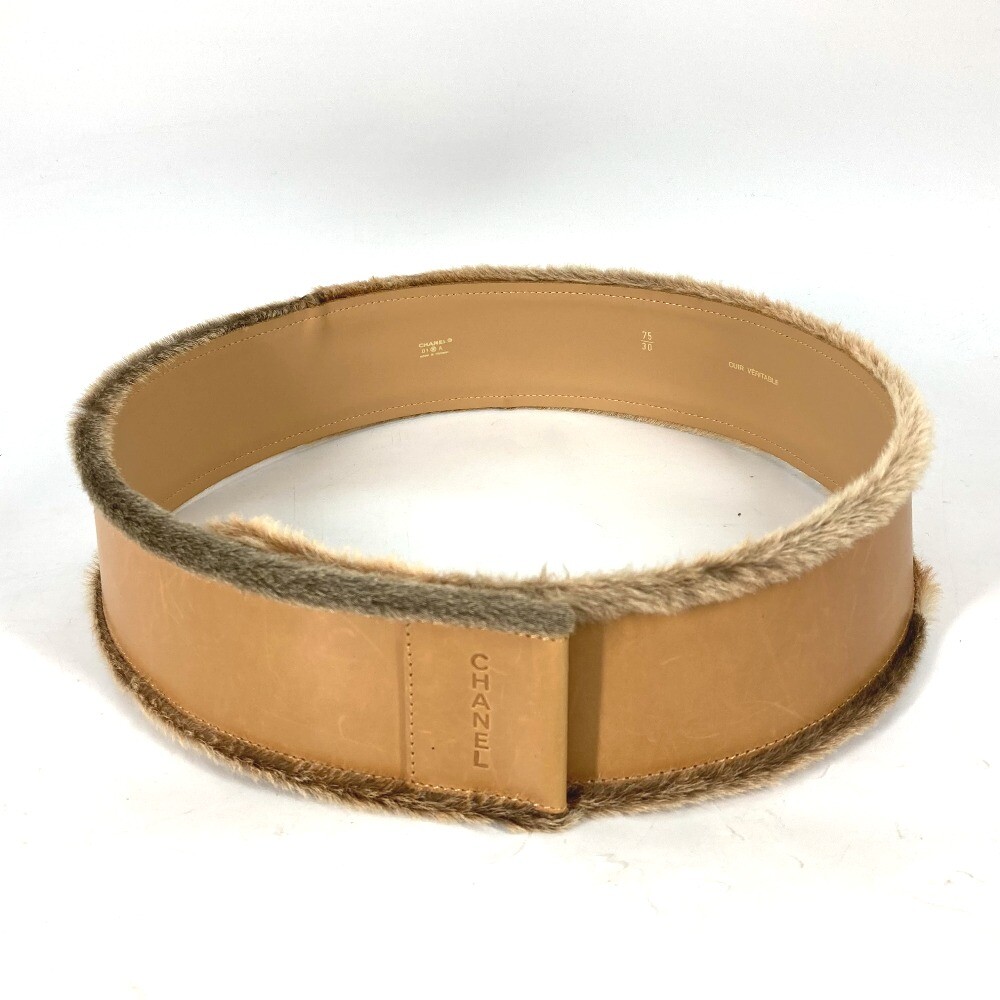 CHANEL CC CC Mark belt Leather / Pony-Hair Beige/RedBased CHANEL 01A CC CC Mark belt Leather / Pony-Hair Beige  main image 3