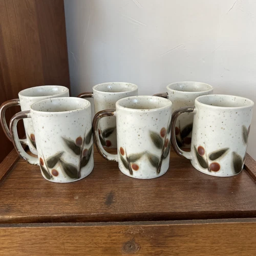 Set Of 6 Otagiri Bittersweet Stoneware Mugs Berry Japan Speckled Coffee Tea Cup