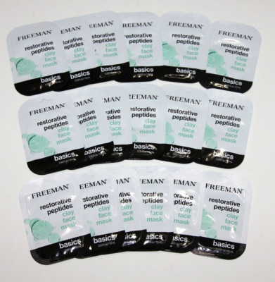 LOT (18) FREEMAN CLAY FACE MASK RESTORATIVE PEPTIDES BASICS 10ML