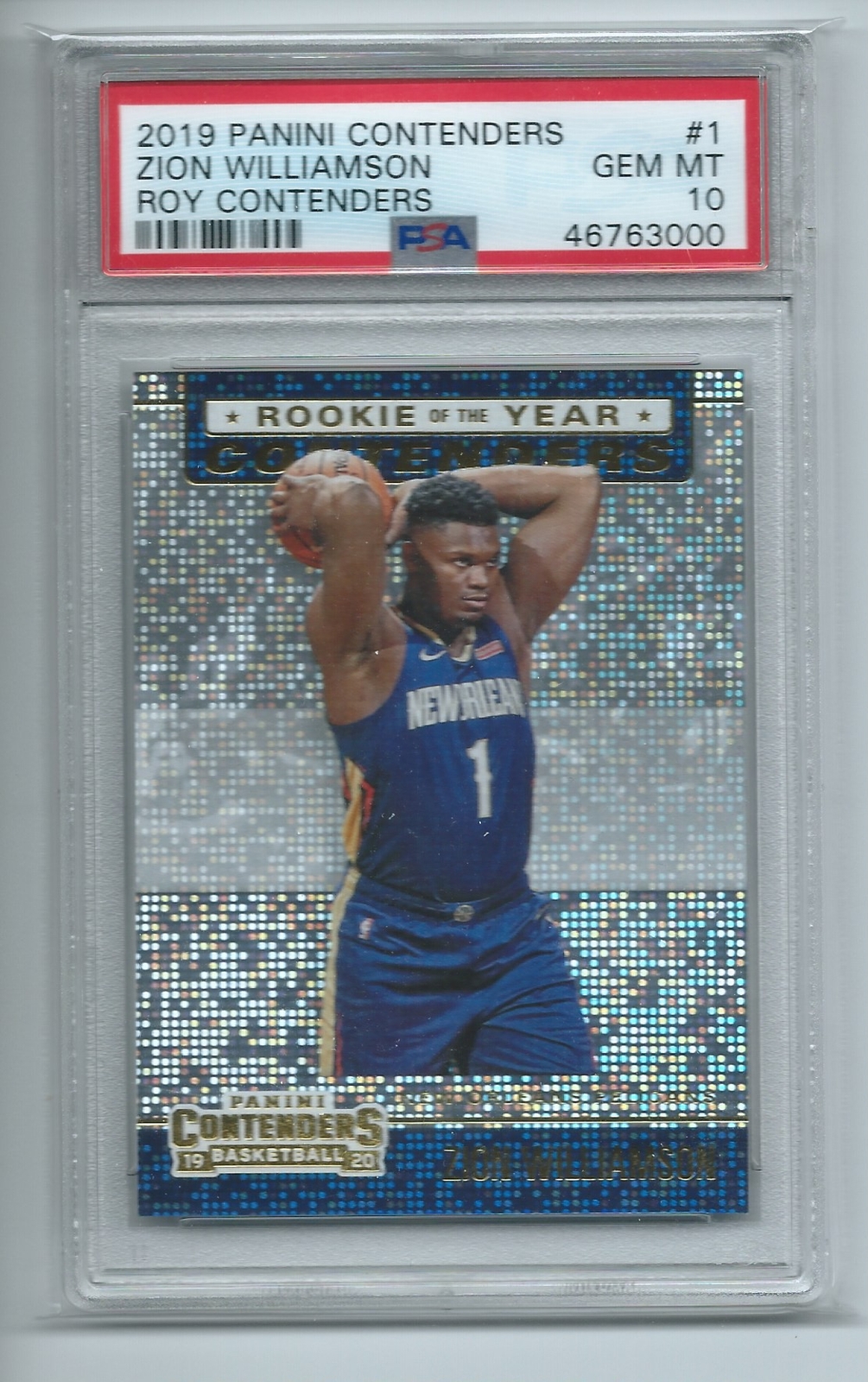 ZION WILLIAMSON 2019-20 PANINI CONTENDERS ROOKIE OF THE YEAR RC #1 PSA 10 GEM