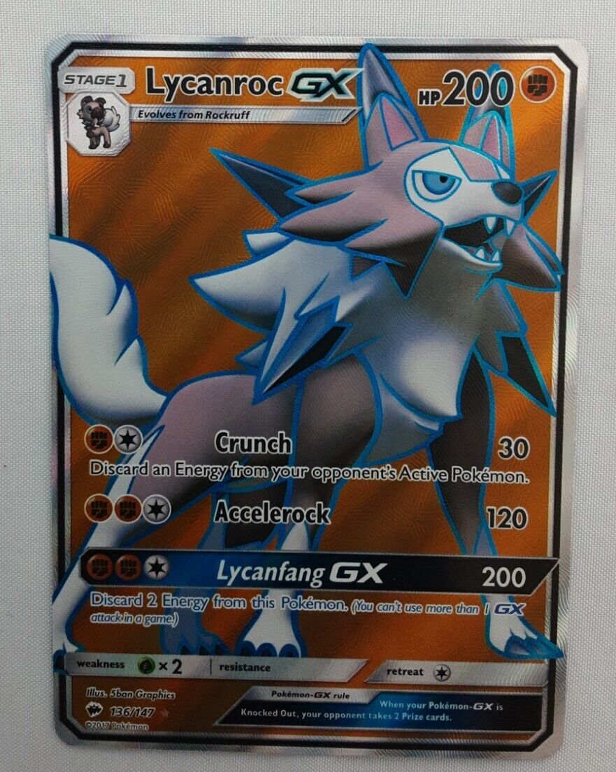 Lycanroc GX 136/147 S&M Burning Shadows Ultra Rare Full Art Lycanroc GX 136/147 S&M Burning Shadows Ultra Rare Full Art