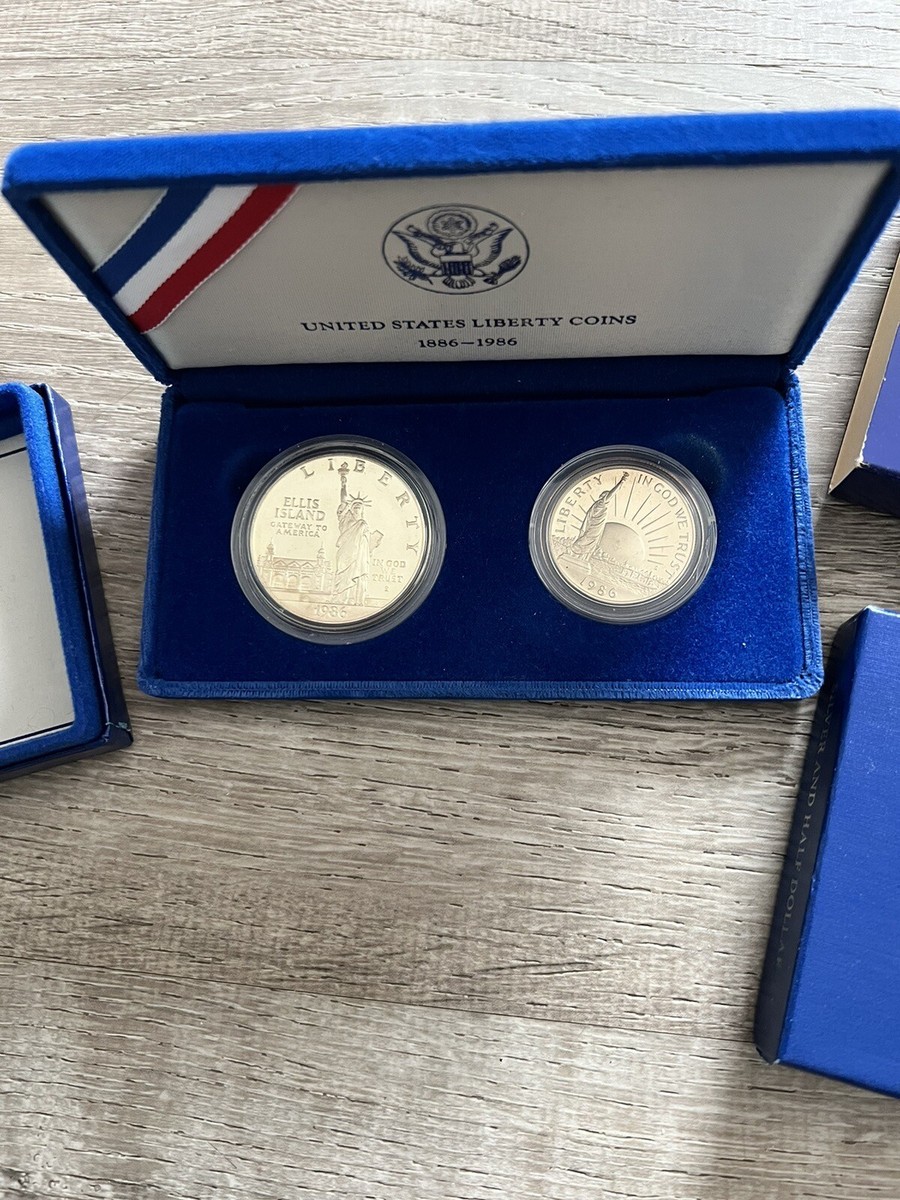 1986-S United States Liberty Coins, Silver Dollar and Half
