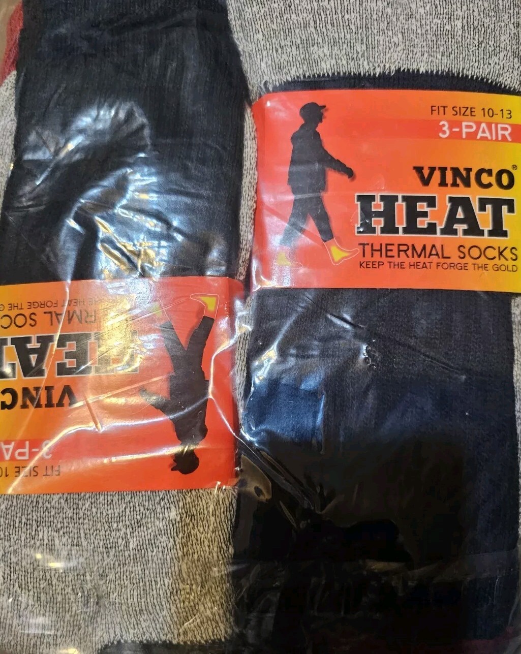 New Men'S Heavy Duty Thermal Boot Socks 3 Pk size 10-15 Colors Black,Red & Gray