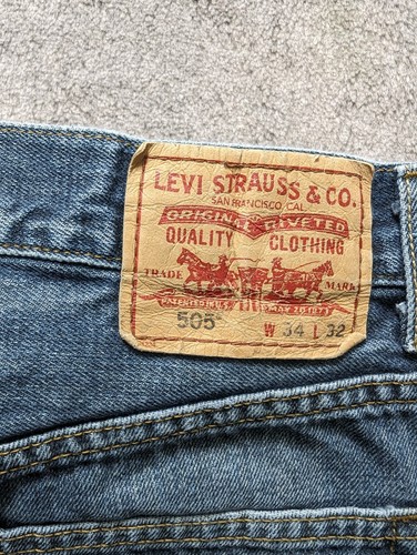 Levi's 505 Regular Fit Jeans Men's Size 34x32 Medium Wash - Picture 15 of 16