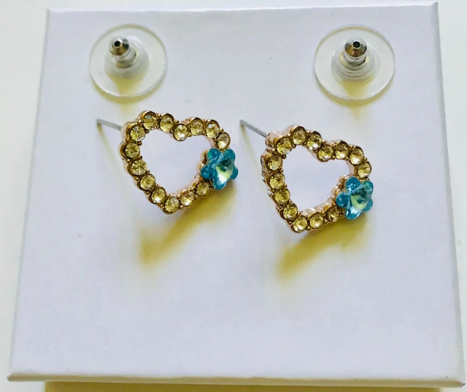  Pendientes Corazón 15 Piedras Hechos con Elementos SWAROVSKI®  Foto 3 de 4