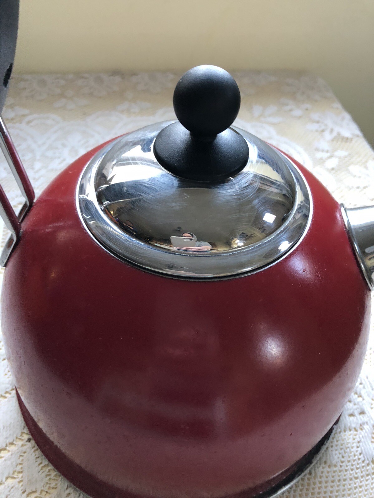 AGA Red Stove Top Stainless Steel Whistling Kettle 2.2l Retro style eBay