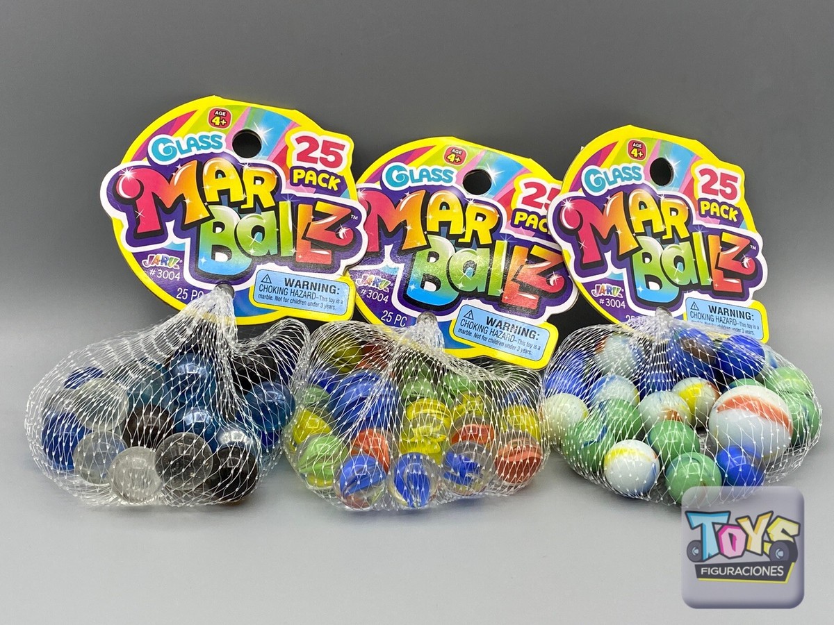 Lot of 3, 25 Pack Glass Mar Ballz Marbles With Shooter in
