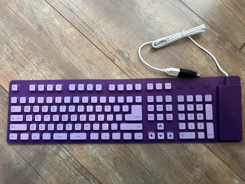 Pottery Barn Teen Flexible Silicone Roll'N Go Keyboard USB Vintage Y2K Purple