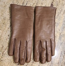 Vintage Size M Brown Soft Leather Sherpa Lined 9.5" Long Gloves Bonwit Teller