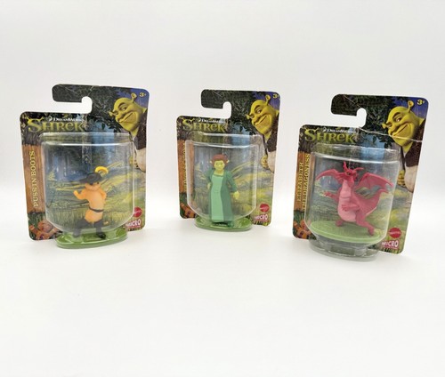 NIP Shrek Dreamworks SET OF 3 Mattel Micro Collection Toys Fiona, Dragon, Cat