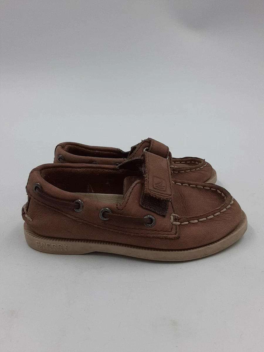 SPERRY TOP SIDER A O BOYS BABY INFANT Size 6.5M Brown Strap Loafers Boat Shoes