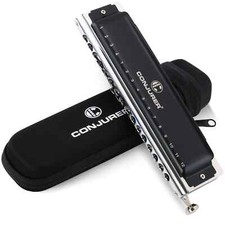 CONJURER Chromatic Harmonica 16 Hole 64 Tone Stainless Steel Beginners with Case