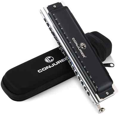 CONJURER Chromatic Harmonica 16 Hole 64 Tone Stainless Steel Beginners with Case
