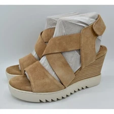 Sofft Womens Size 10 Uxley Desert Suede Platform Wedge Open Toe Sandals Shoes