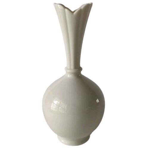 Vtg Lenox 8" Coupe Off White High Vase Bulbous Porcelain Old Logo Fluted Top
