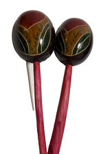 Vintage Pair Of Maracas From Cartagena Colombia Handmade Wood Handles