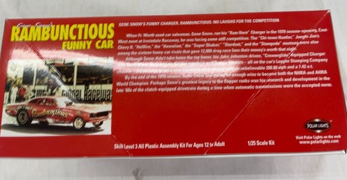 POLAR LIGHTS 1/25 GENE SNOW'S RAMBUNCTIOUS FUNNY CAR KIT NEW OPEN BOX - Picture 7 of 11