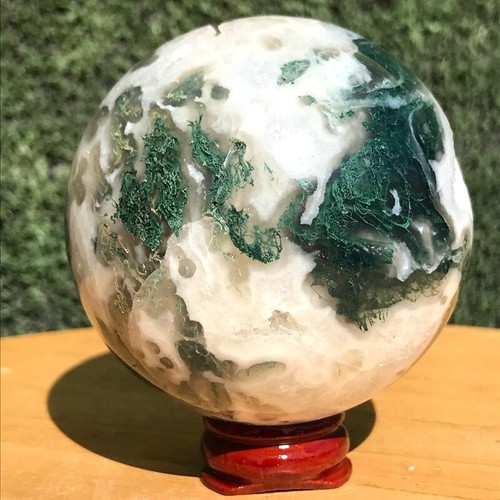 380G Natural Aquatic agate Geode Quartz Ball Crystal Sphere Specimen Healing - Picture 19 of 22